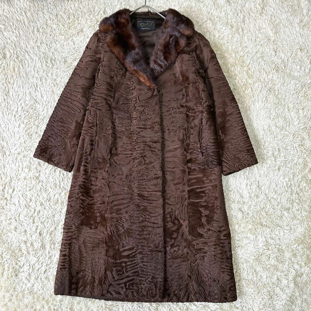 スワカラ ペルシャラム コート 毛皮 ロングコート 大きいサイズ ブラウン 茶色