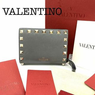 ヴァレンティノガラヴァーニ(valentino garavani)のVALENTINO ヴァレンティノ 折財布 ゴールド金具 グレー レザー J3(財布)