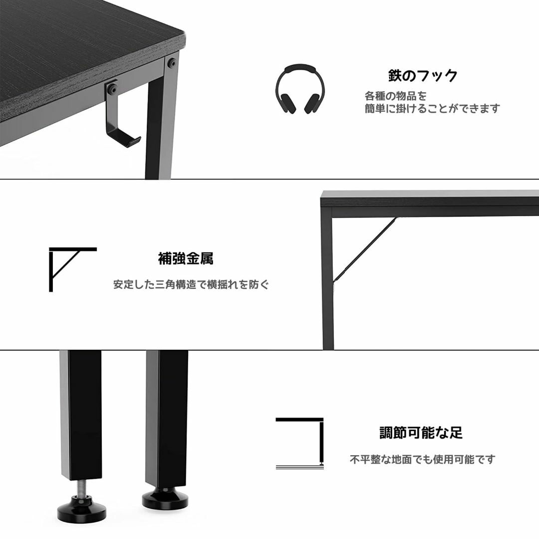 【色: 黒い】Rshtong デスク 机 pcデスク パソコンデスク 引き出し付