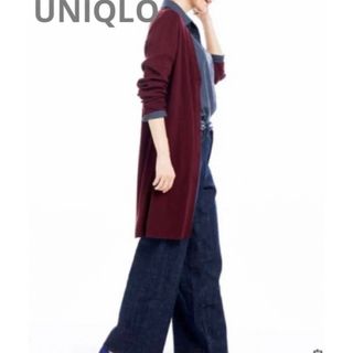 ユニクロ(UNIQLO)の美品　UNIQLO  V リブ　ロングカーディガン(カーディガン)