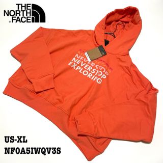 ザノースフェイス(THE NORTH FACE)の【新品】US-XL ノースフェイス パーカー ショート丈 オレンジ 海外 訳あり(パーカー)