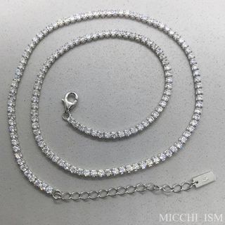 高級テニスチェーンネックレス2mm ジルコニア シルバー925刻印入り 35cm