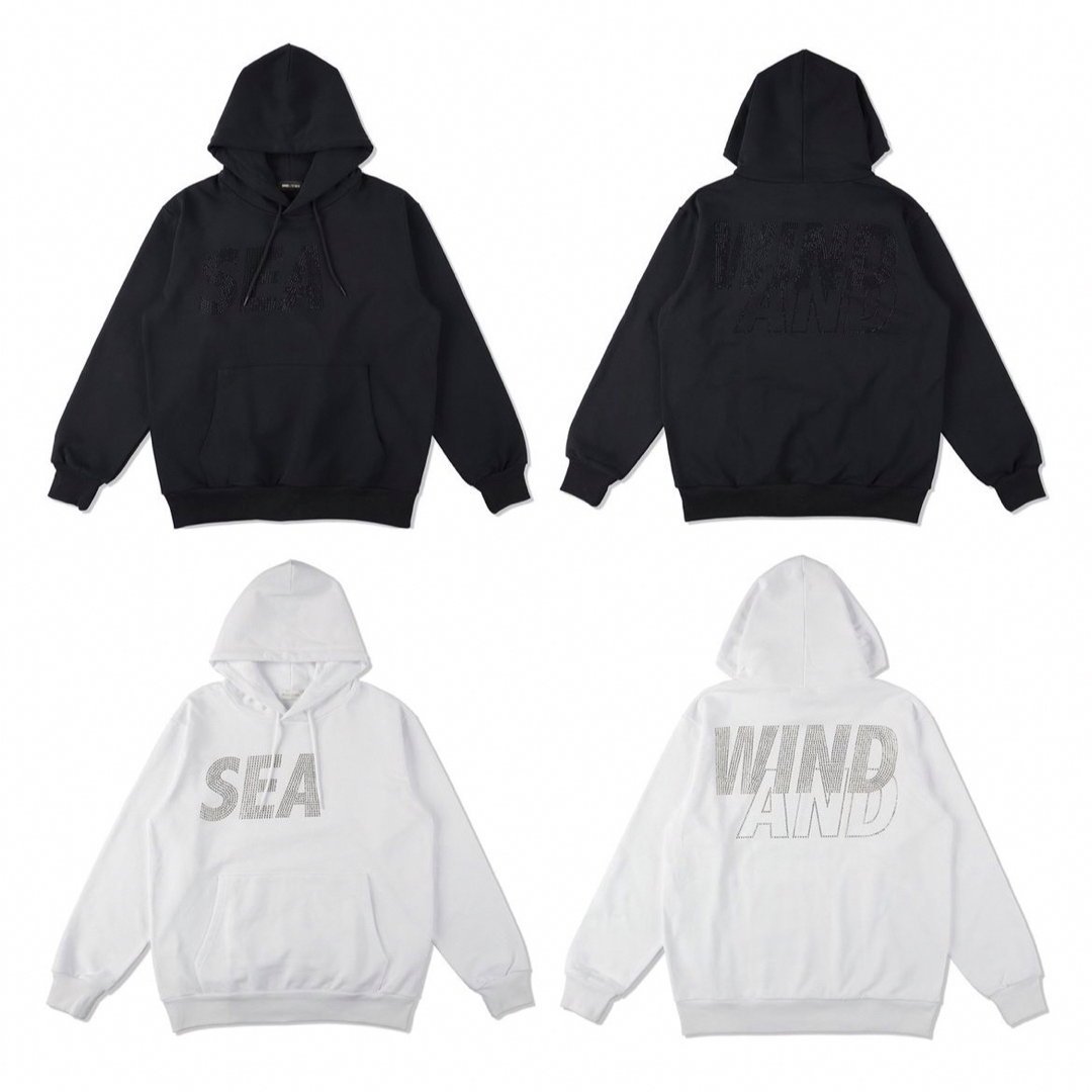 WIND AND SEA RHINE STONE HOODIE WHITE XL