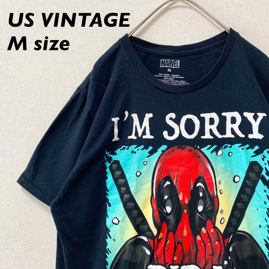 MARVEL(マーベル)のUS古着　半袖Tシャツ　デッドプール　ビッグプリント　男女兼用　黒色　Mサイズ メンズのトップス(Tシャツ/カットソー(半袖/袖なし))の商品写真