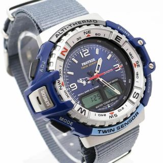 カシオ(CASIO)の《希少》CASIO PROTREK 腕時計 ブルー アナデジ ツインセンサーr(腕時計(アナログ))