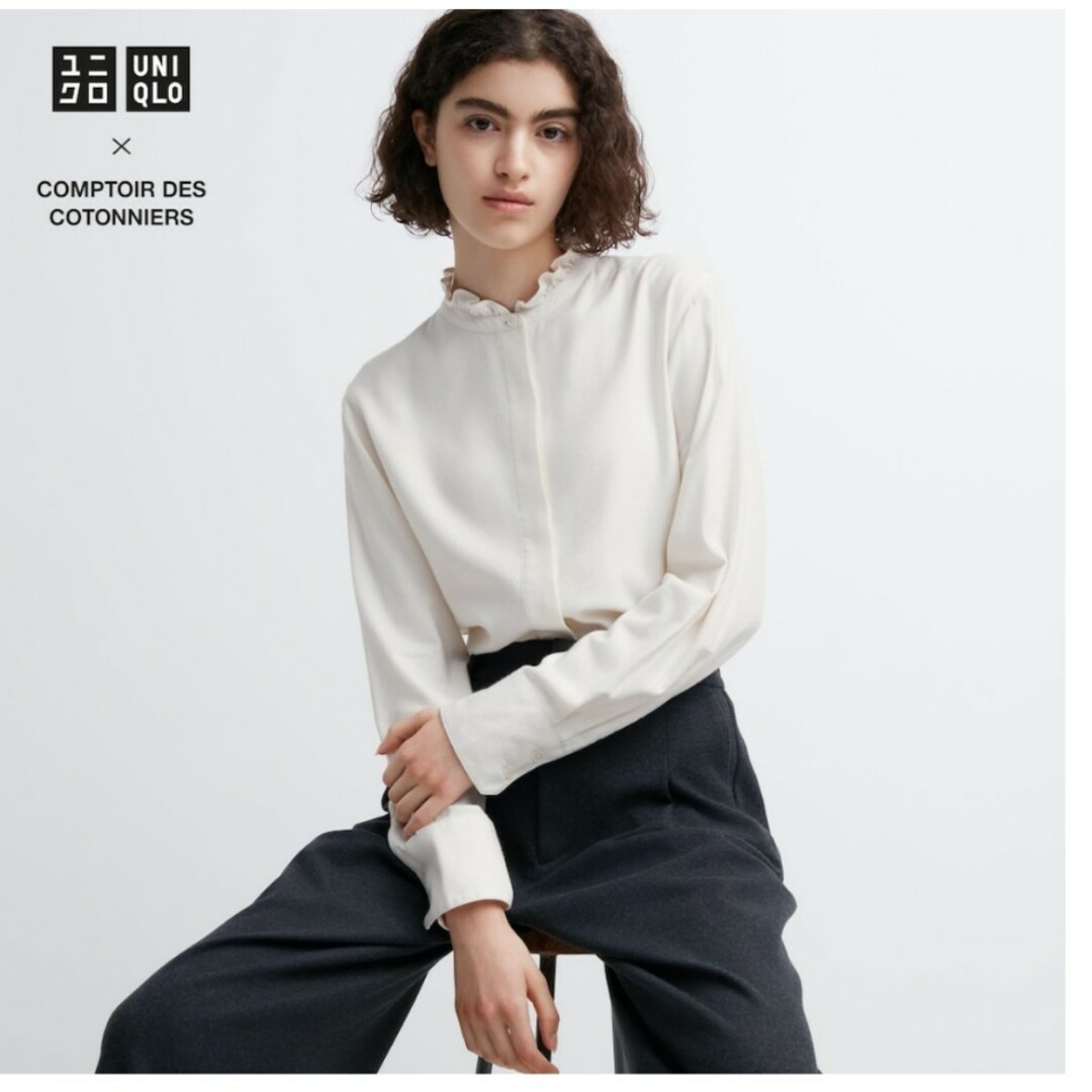 UNIQLO(ユニクロ)の【新品未使用タグ付き】ソフトブラッシュドスタンドカラーシャツ レディースのトップス(シャツ/ブラウス(長袖/七分))の商品写真