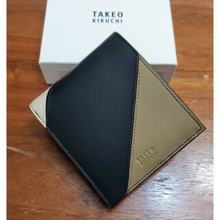 タケオキクチ(TAKEO KIKUCHI)のタケオキクチ　新品　メンズ　レザーウォレット(パッチワーク/ブラック二折)(折り財布)