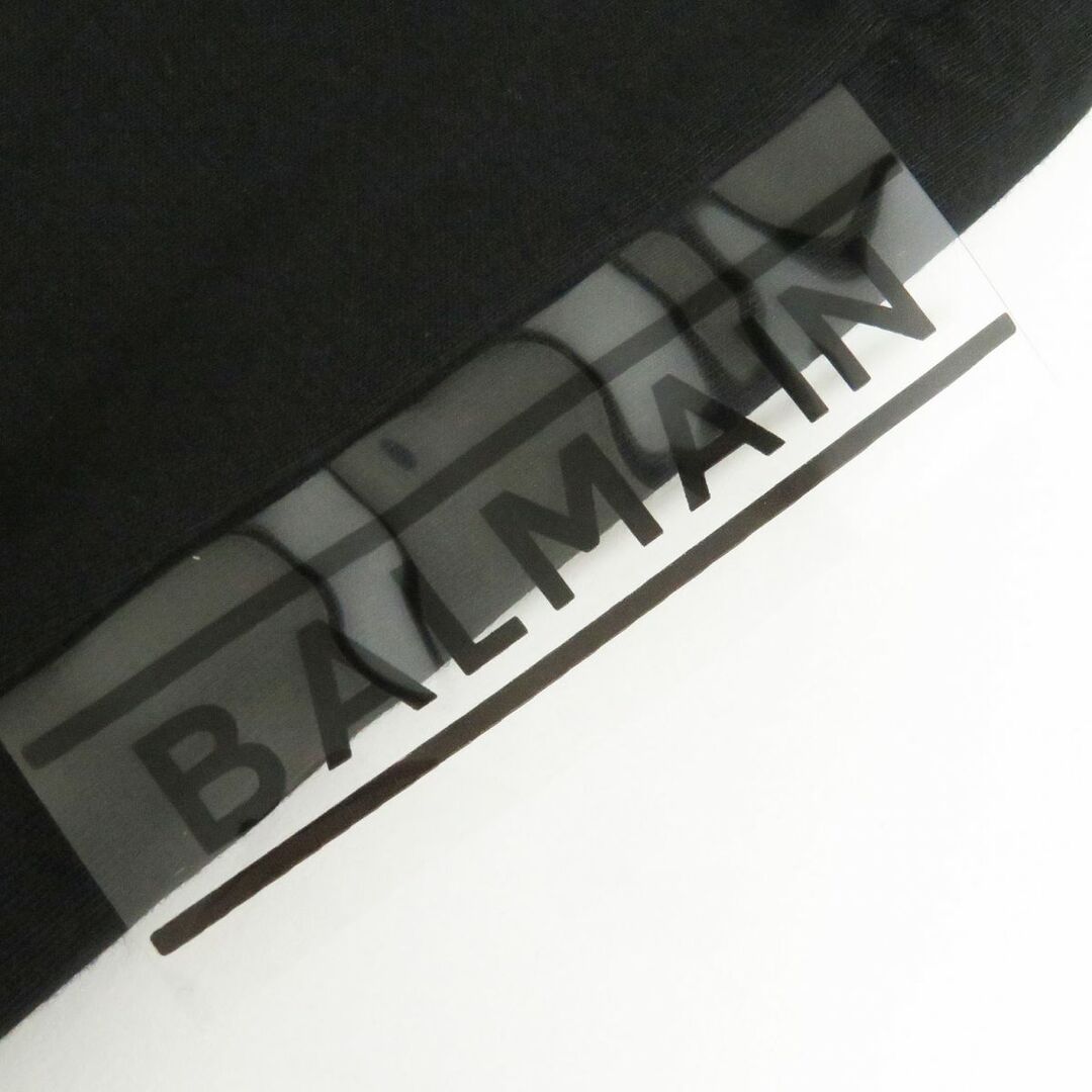 美品□BALMAIN/バルマン ラインストーン シルバー金具 コットン100％ クルーネック 半袖 ロゴTシャツ/カットソー ブラック M メンズ 4