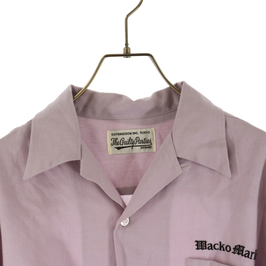 WACKO MARIA ワコマリア 23AW 50'S OPEN COLLAR SHIRT ロゴ刺繍オープンカラー長袖シャツ パープル  23FW-WMS-OC10