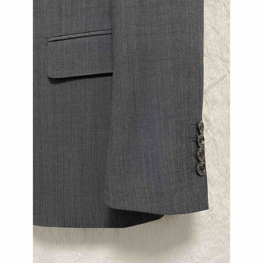 【新品】秋冬物 メンズ スーツ A4 S h165-w78 グレー ヘリンボン 4