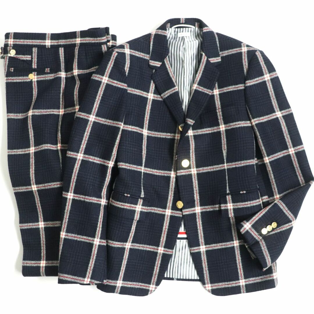THOM BROWNE - 極美品▽トムブラウン チェック柄 ツイード 金ボタン 本