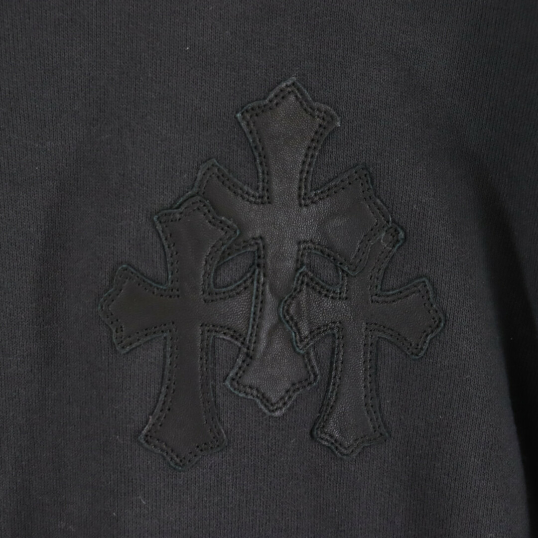 CHROME HEARTS クロムハーツ 22AW Y NOT CREW NECK SWEAT ワイノット ダガーハーフジッププルオーバー セメタリーレザーパッチアノラックスウェットトレーナー ブラック