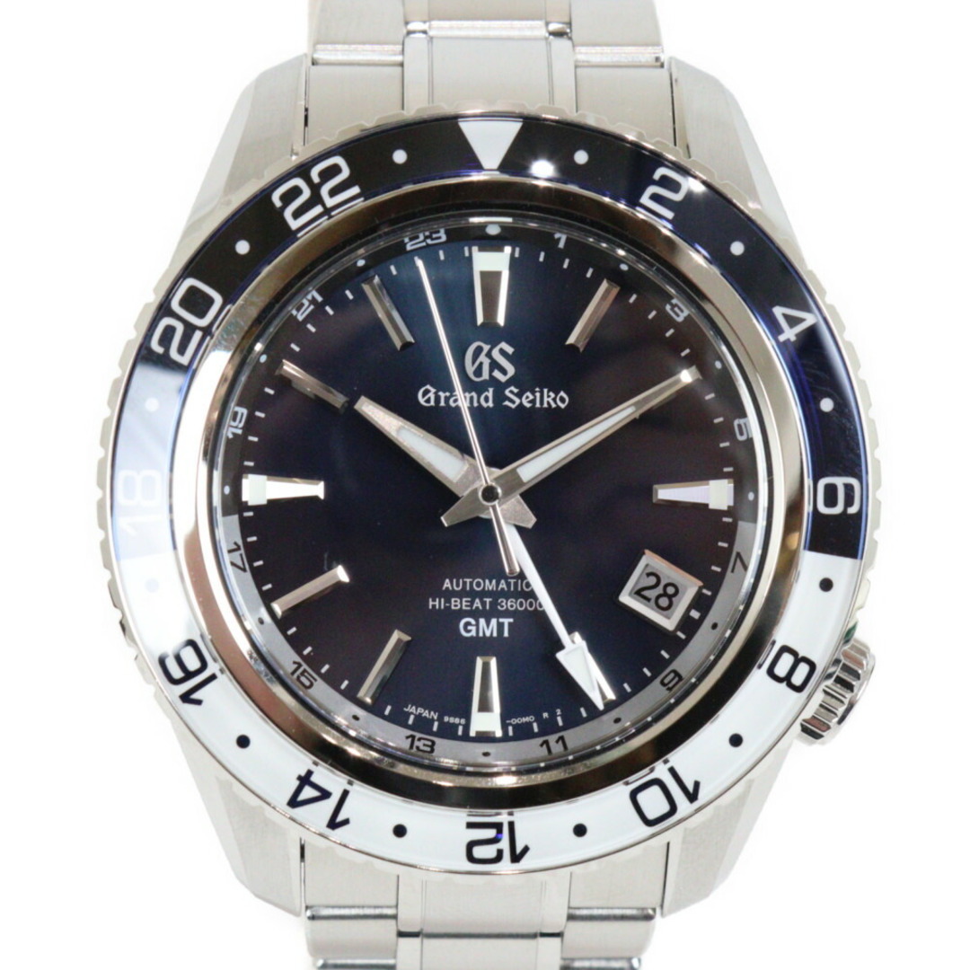 腕時計(アナログ)【OH済】Grand Seiko　グランドセイコー　メカニカルハイビート　36000GMT　SBGJ237　自動巻き　デイト　SS　革ベルと　ブルー　ホワイト　メンズ　腕時計松前R56号店