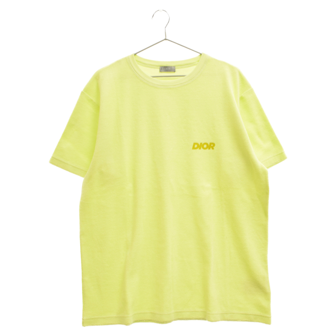 695センチ身幅DIOR ディオール ロゴプリントタオル生地コットン半袖Tシャツ カットソー イエロー 393J696G0858