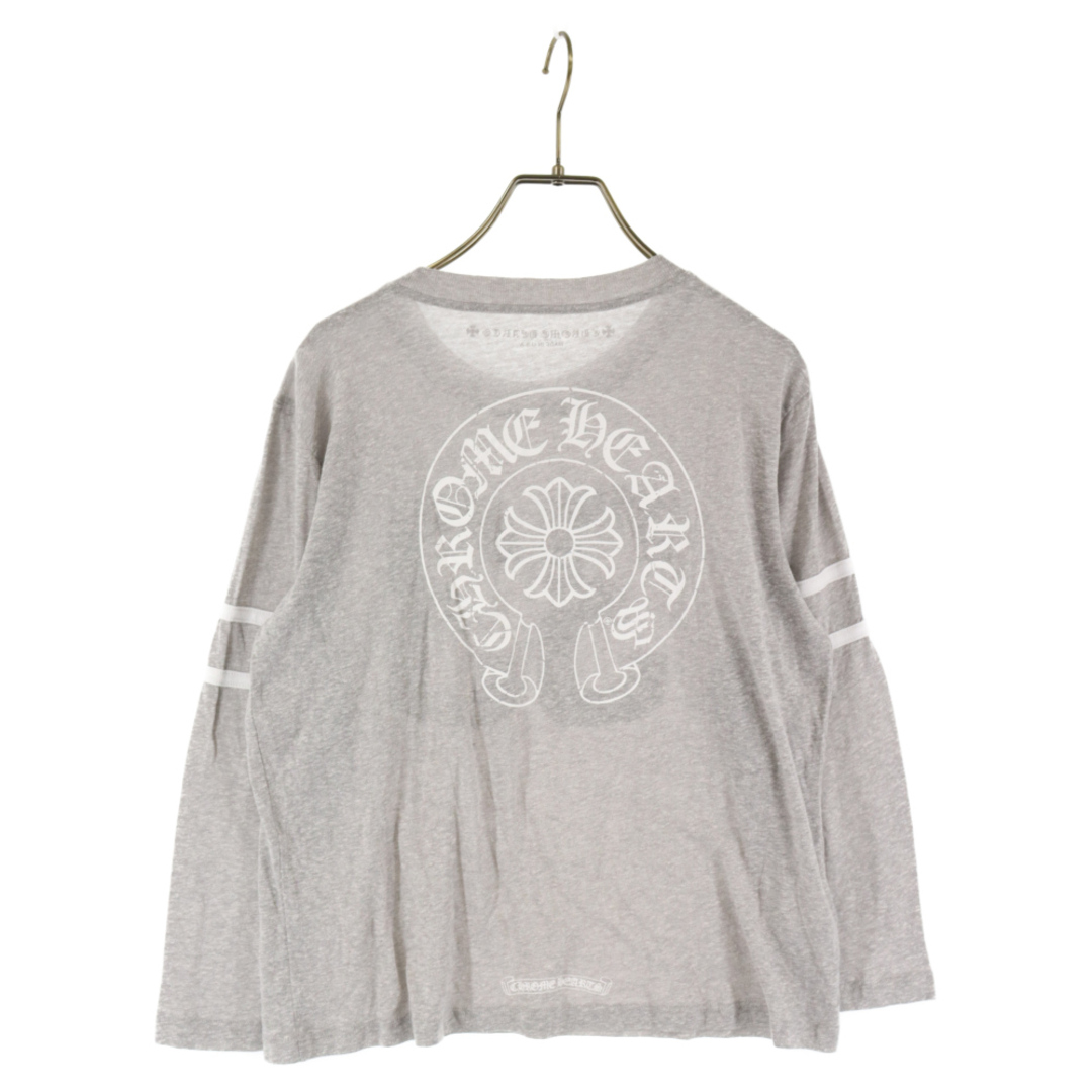 CHROME HEARTS クロムハーツ バックホースシュープリントフロントナンバーロゴ長袖Tシャツ ロンT ロングスリーブカットソー グレー M