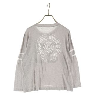 クロムハーツ(Chrome Hearts)のCHROME HEARTS クロムハーツ バックホースシュープリントフロントナンバーロゴ長袖Tシャツ ロンT ロングスリーブカットソー グレー M(Tシャツ/カットソー(七分/長袖))