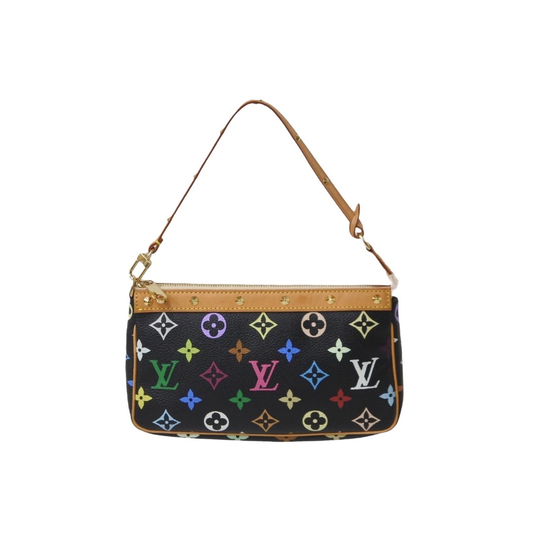 極美品 LOUIS VUITTON ルイヴィトン ハンドバッグ ポシェットアクセソワール モノグラム ノワール M92648 ゴールド金具  56179