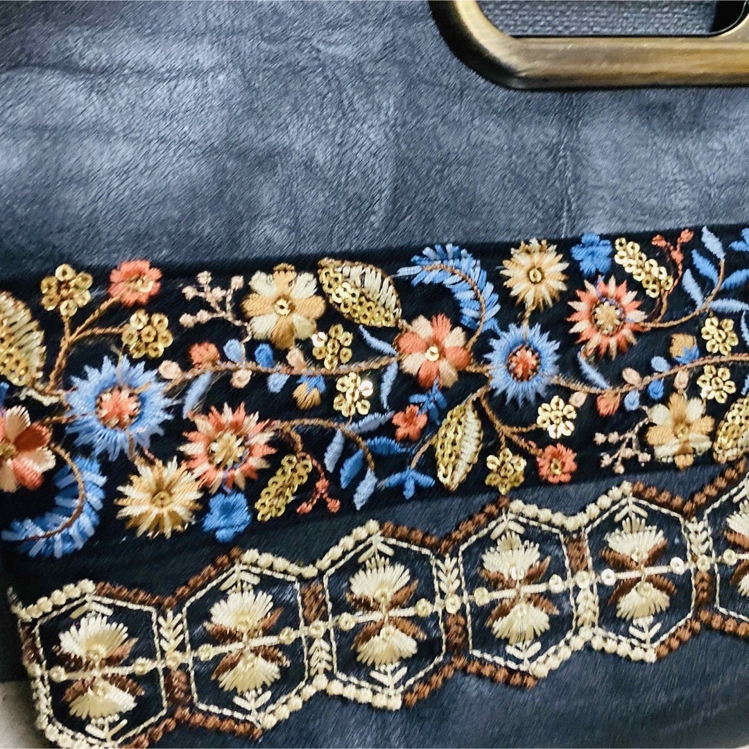 インド刺繍リボン　クラッチバッグ　バンドバッグ　ハンドメイド　合皮 2