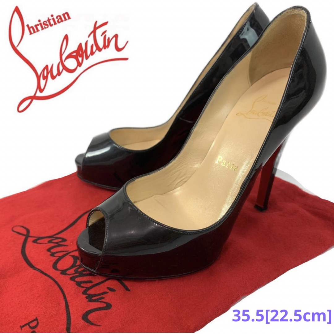 Christian Louboutin パテントレザーオープントゥパンプス 美品-