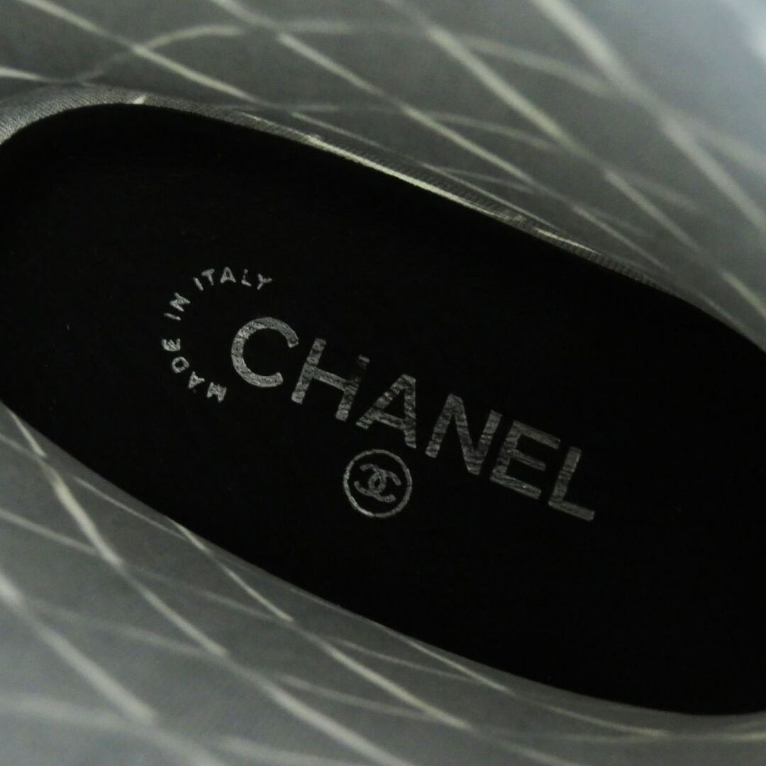 美品◎イタリア製 CHANEL シャネル G25612 レディース ココマーク ラバーロングブーツ／レインブーツ ブラック×グレー 38 箱付き 6