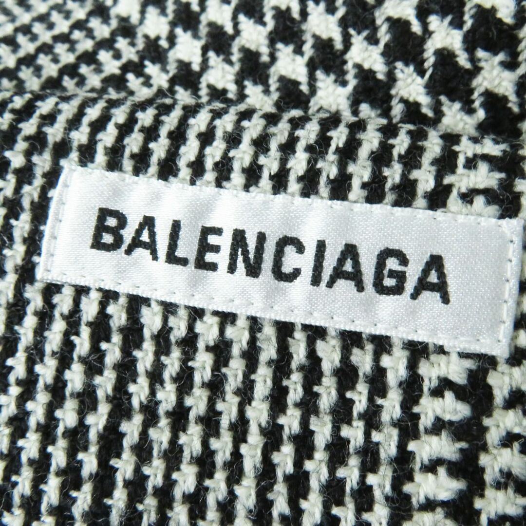 極美品◎正規品 イタリア製 19年 BALENCIAGA バレンシアガ 596427 ツイード ロングスカート グレンチェック柄 ブラック×ホワイト 34