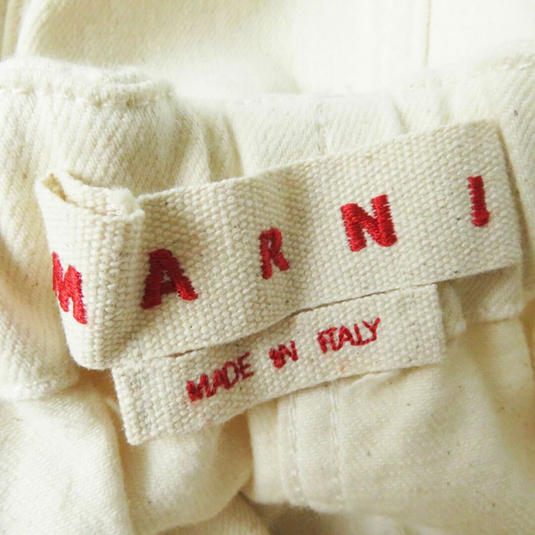 美品◎正規品 22SS MARNI マル二 GOJDW62JMX レディース ロゴ刺繍 ペイント加工 ロングデニムスカート アイボリー×イエロー 38 イタリア製 7