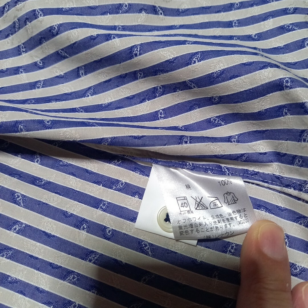 INTERMEZZO(インターメッツォ)のINTERMEZZO綿シャツ長袖薄灰、青ストライプペイズリーM新品未使用 メンズのトップス(シャツ)の商品写真