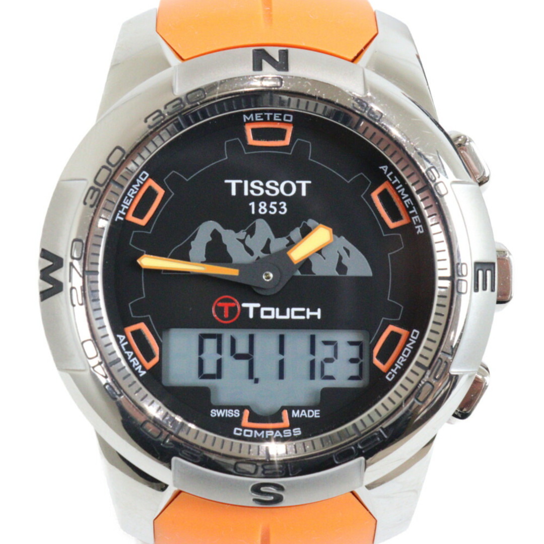 【ユングフラウ鉄道敷100年記念モデル】TISSOT　ティソ　ティー・タッチII　T0474204705111　クオーツ　アナログ　デジタル　タッチパネル　チタン　ラバー　オレンジ　メンズ　腕時計松前R56号店