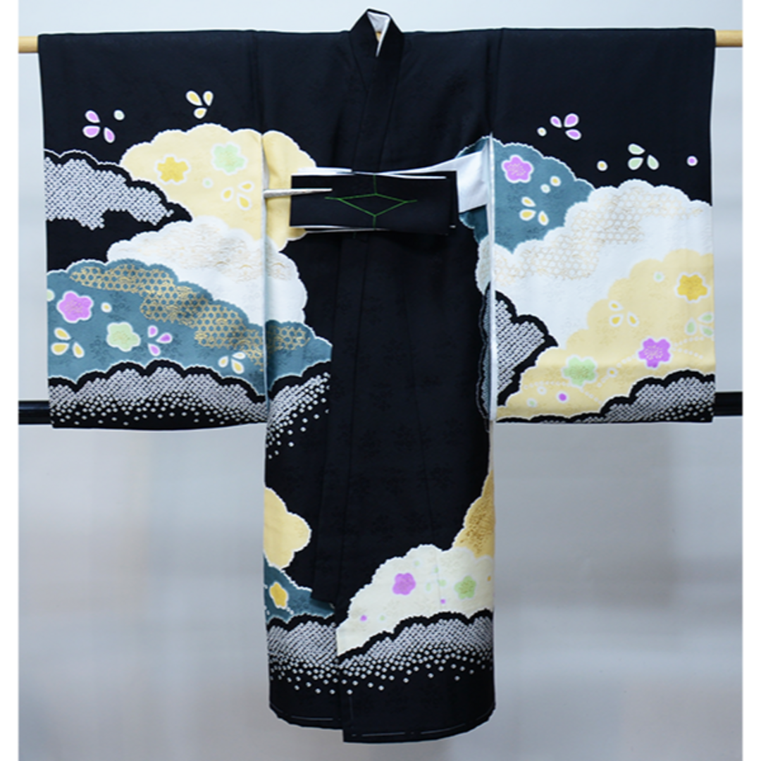 お宮参り 産着 男児 正絹 総刺繍 疋田鹿子柄 のしめ 鷹 NO39468
