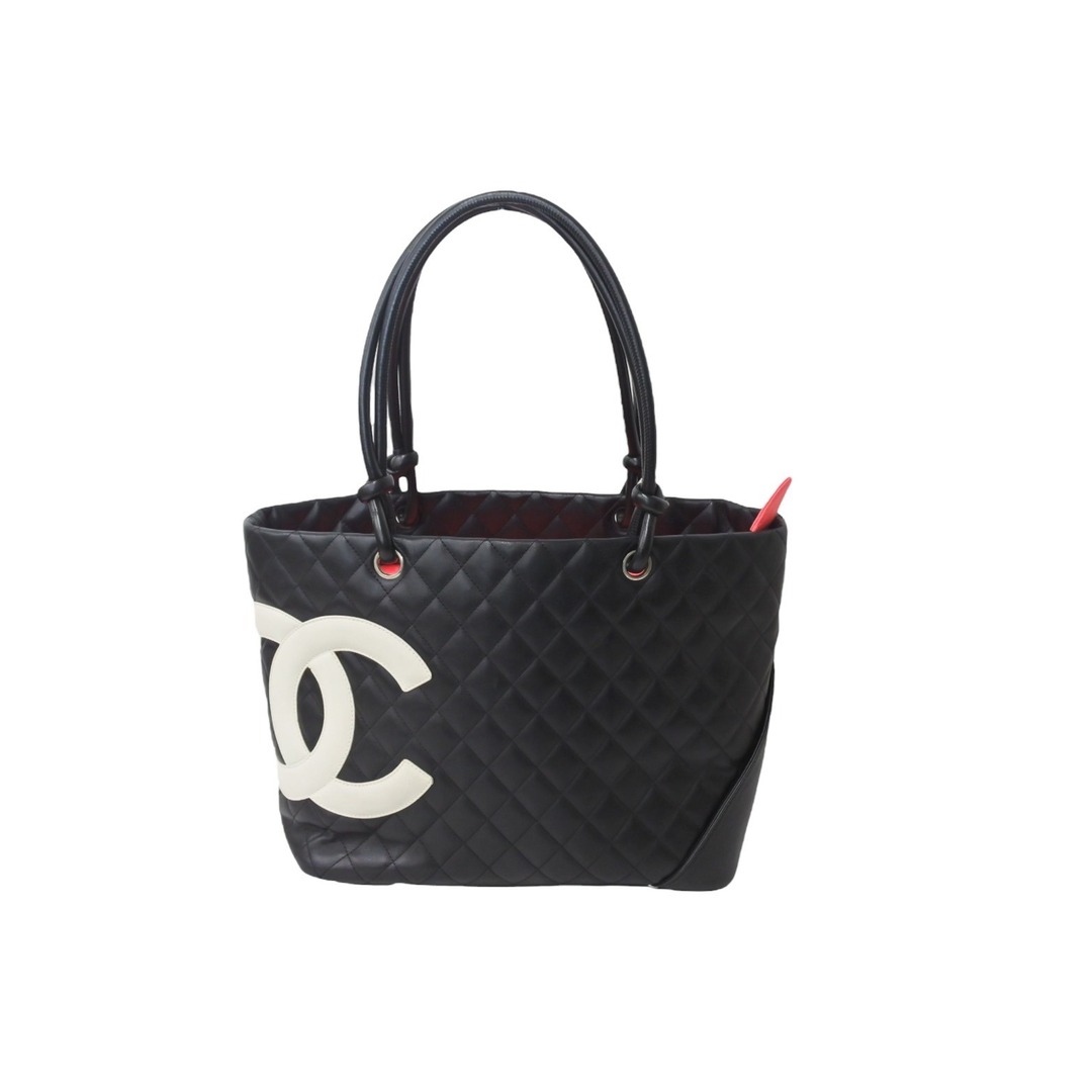 CHANEL シャネル ハンドバッグ ラージトート カンボンライン ココマーク 9番台 ブラック ホワイト 美品  56142