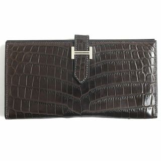 HERMES エルメス プティアッシュ ブローチMM ブローチ H1022508 92 ポロサス シルク  ブラウン系 ブラック シルバー金具 バッジ クロコダイル 【本物保証】