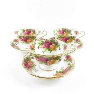 ロイヤルアルバート(ROYAL ALBERT)の美品 ROYAL ALBERT ロイヤルアルバート オールドカントリーローズ ティーカップ＆ソーサー 3客 セット 花柄 金彩 SU4283S (グラス/カップ)