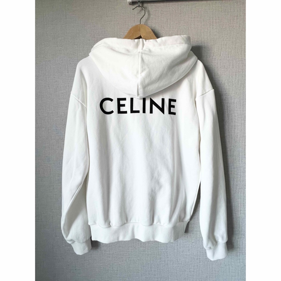 美品　CELINE セリーヌ バック フードロゴ　ジップアップ  パーカー　Mトップス