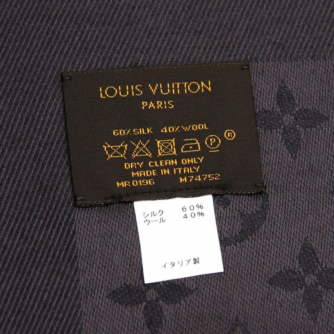 美品 ルイヴィトン ショール モノグラム 大判 ストール シルク ウール M74752 アントラシット グレー LOUIS VUITTON ブランド レディース