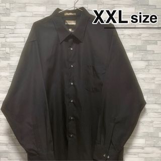 シャツ(shirts)のシャツ　長袖　XXLサイズ　無地　ブラック　黒　USA古着　VAN HEUSEN(シャツ)