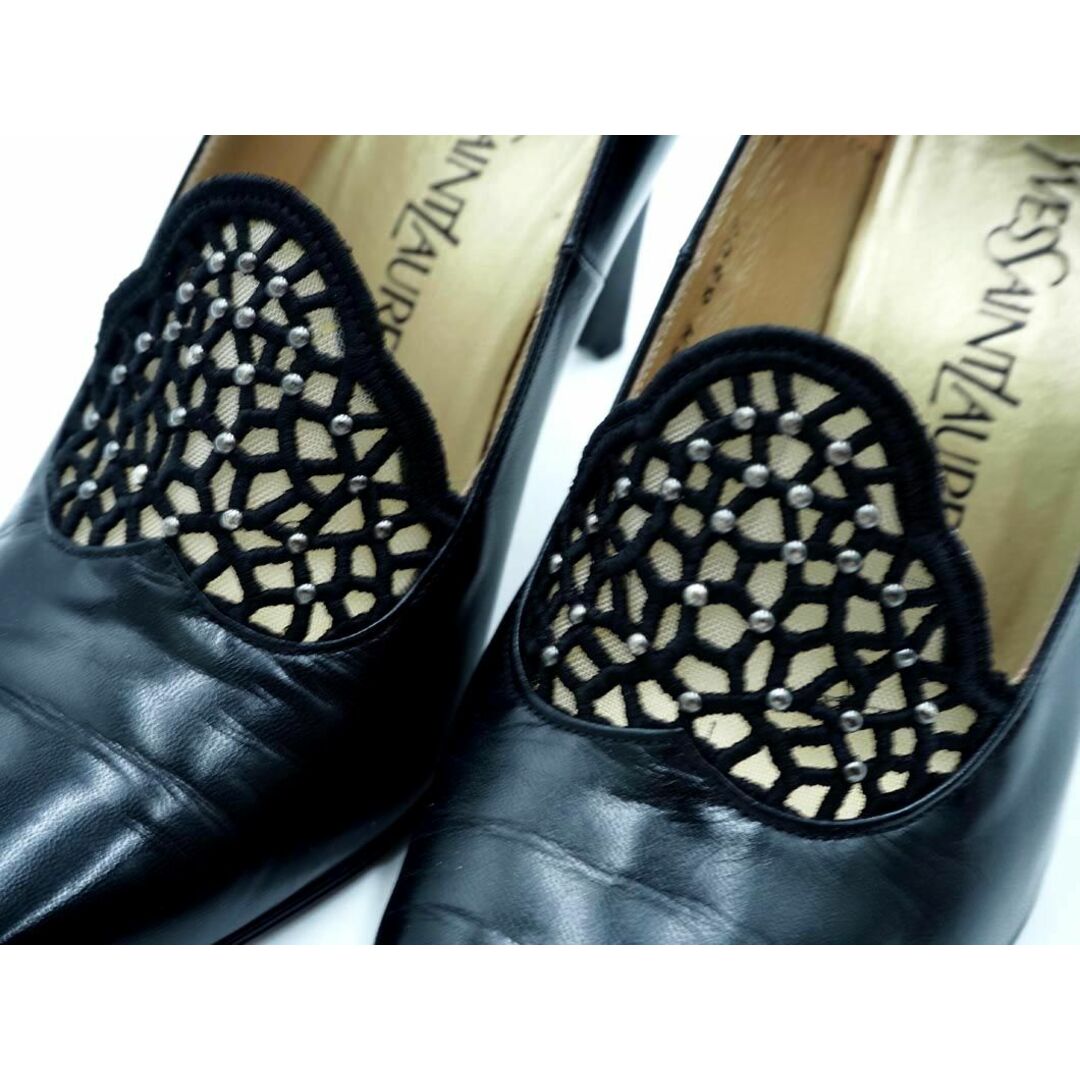 Saint Laurent(サンローラン)のイヴサンローラン ポインテッドトゥ ミドルヒール パンプス size34.5（21.5ｃｍ）/黒 ■■ レディース レディースの靴/シューズ(ハイヒール/パンプス)の商品写真