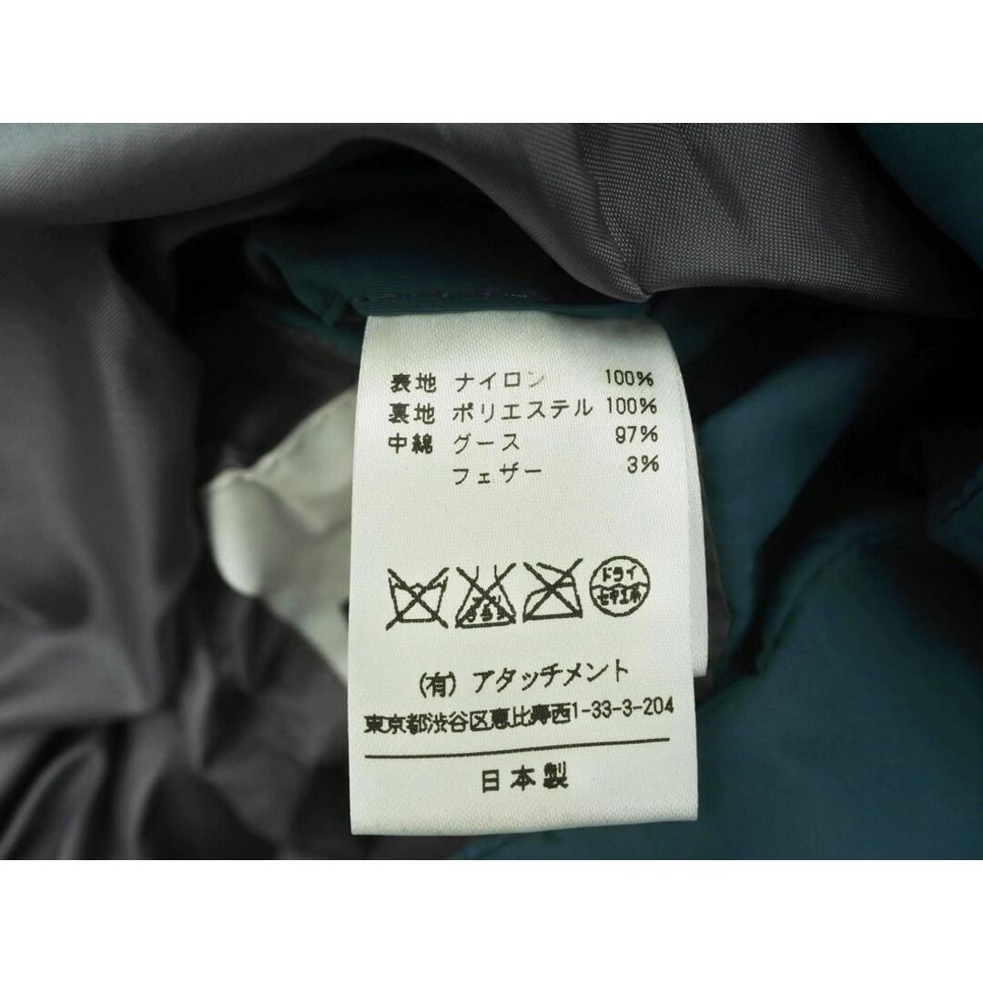 ATTACHMENT アタッチメント ナイロン 袋付き ダウンベスト size1/青緑 ◆■ メンズ