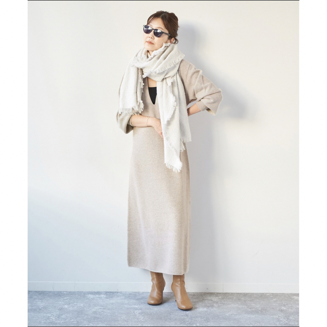 【美品】カシミヤコン フカVニットロングワンピース | フリマアプリ ラクマ