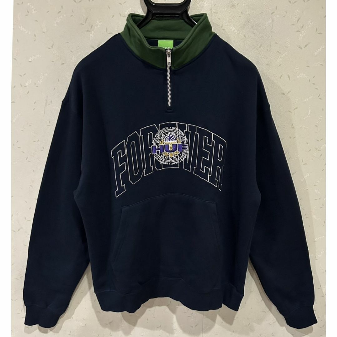 ハフ HUF センター ロゴ刺繍 スウェット ハーフジップ S ハフ HUF センター ロゴ刺繍 スウェット ハーフジップ S