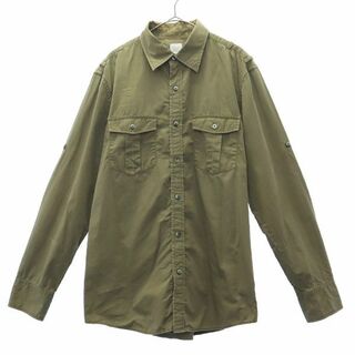 【ローレンラルフローレン】ミリタリーシャツ シルク素材 カーキグリーン Sサイズ