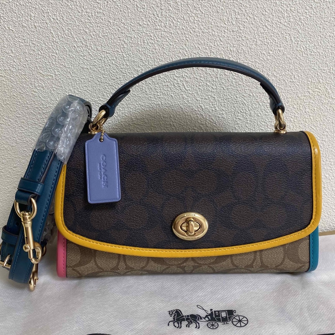 【極美品】COACH コーチ カラーブロック シグネチャー ショルダーバッグ