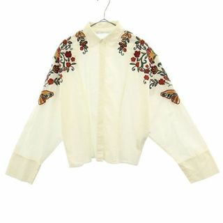 ザラ(ZARA)のザラ 刺繍 長袖 シャツ S ホワイト ZARA レギュラーカラー レディース 古着 【231024】 メール便可(シャツ/ブラウス(長袖/七分))