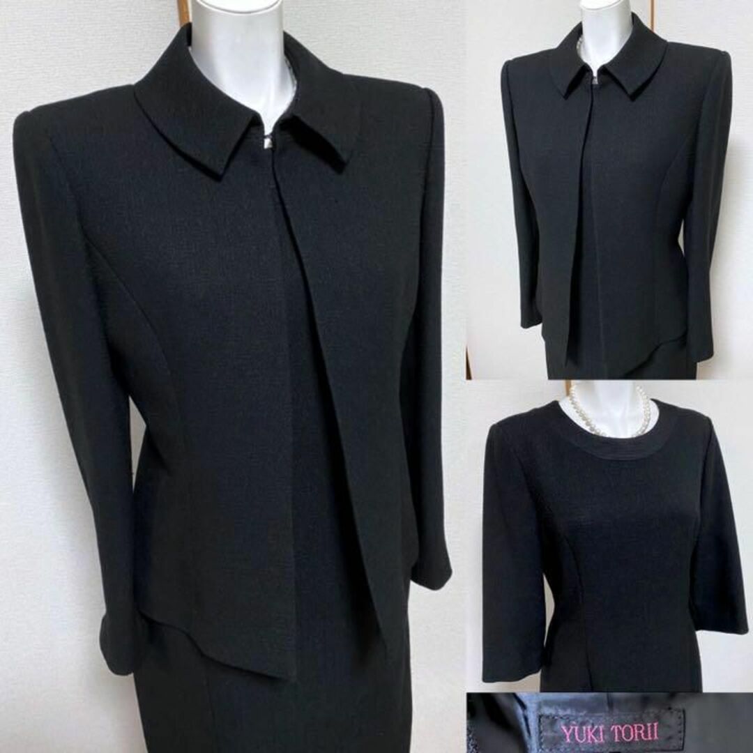 ●【美品】ユキトリイ 高級喪服礼服 ワンピーススーツ 日本製□