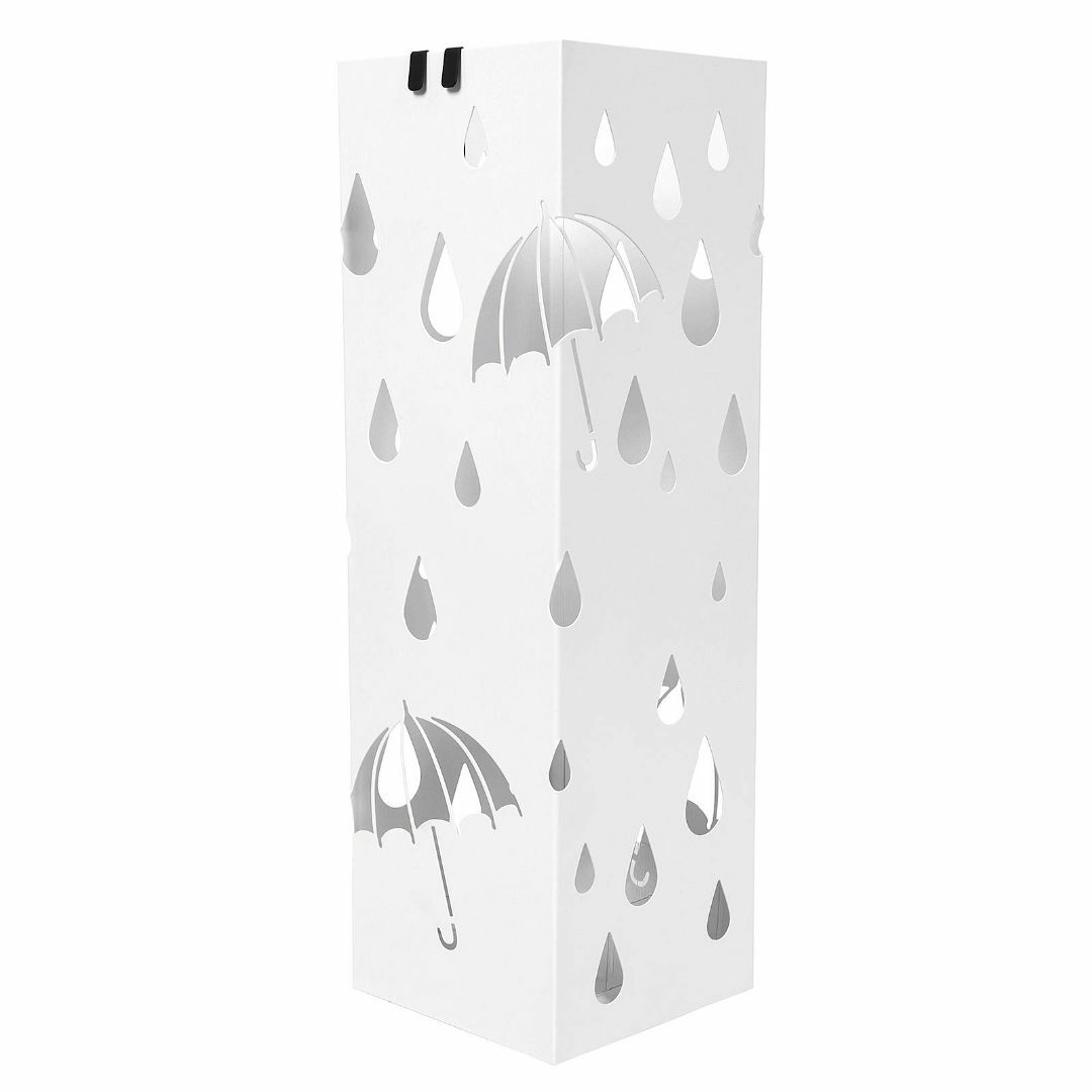 【色: ホワイト】SONGMICS 傘立て 傘たて おしゃれ 水受けトレイ付き