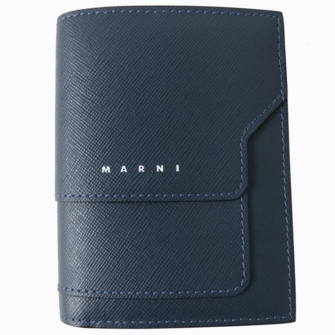 未使用品△定価50,600円 MARNI マルニ PFMI0046U0 BILLFOLD バイフォールド サフィアーノレザー 二つ折り ウォレット 財布 ネイビー 伊製