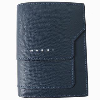 マルニ(Marni)の未使用品△定価50,600円 MARNI マルニ PFMI0046U0 BILLFOLD バイフォールド サフィアーノレザー 二つ折り ウォレット 財布 ネイビー 伊製(財布)