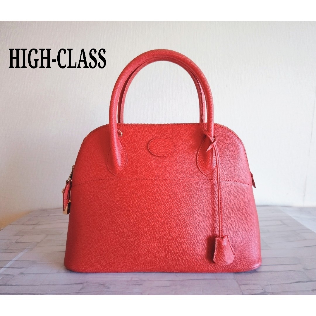 HIGH CLASS ハイクラス ハンドバッグ ショルダーバッグ 本革 赤 美品