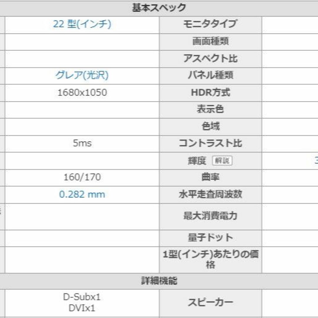 Acer(エイサー)のAcer/P223W/22インチ/液晶モニター ④ スマホ/家電/カメラのPC/タブレット(ディスプレイ)の商品写真