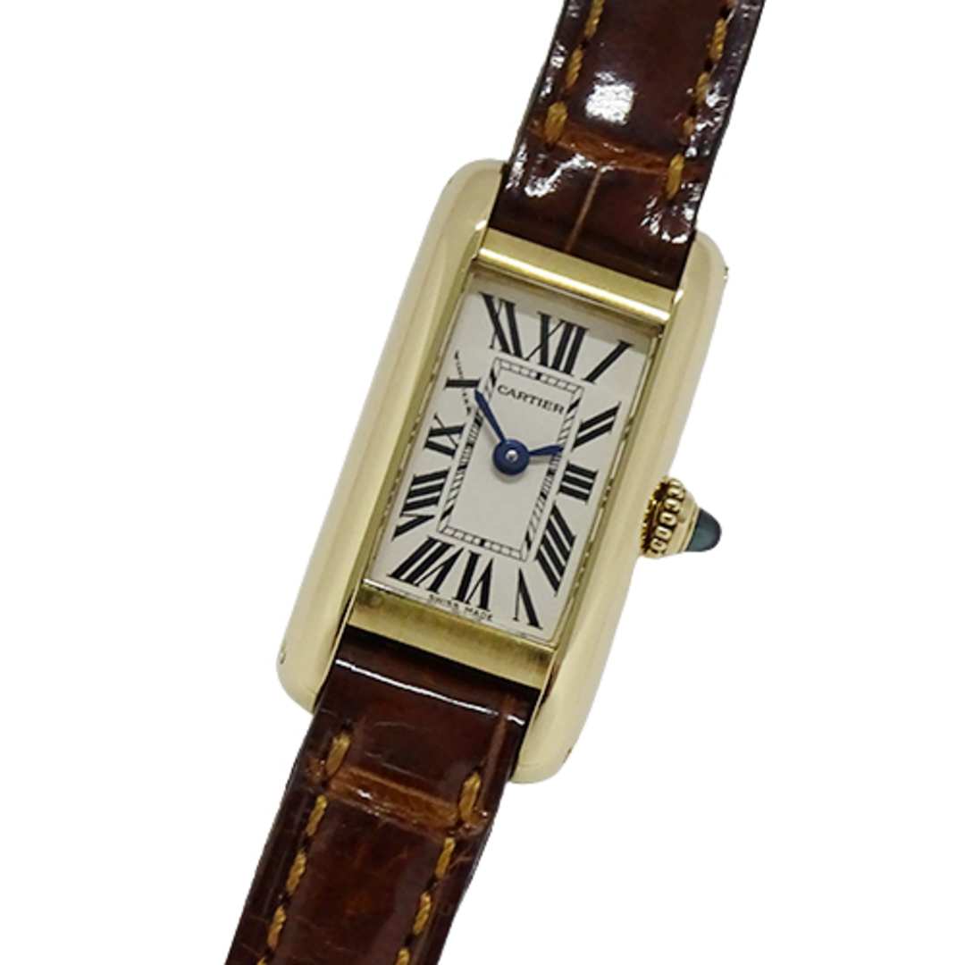 カルティエ Cartier 時計 レディース ブランド タンクアロンジェ クオーツ QZ 750YG レザー W1529956 スクエア 磨き済み