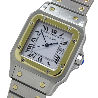 カルティエ(Cartier)のカルティエ Cartier 時計 メンズ ブランド サントスガルベ LM デイト 自動巻き AT ステンレス SS ゴールド YG W20058C4 シルバー ゴールド ホワイト 磨き済み【中古】(腕時計(アナログ))